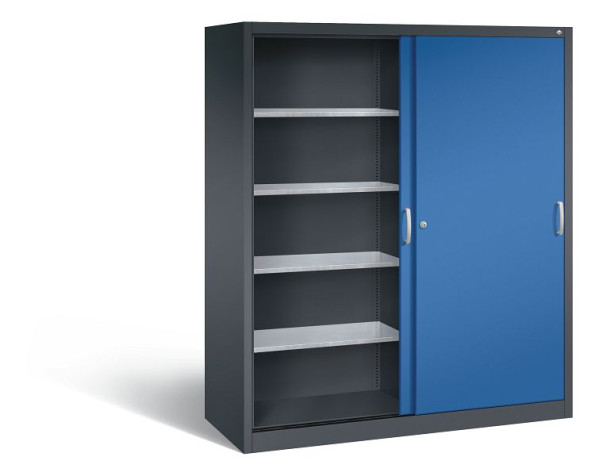 C+P Schiebetürenschrank Acurado, H1950xB1600xT600mm, Farbe: Schwarzgrau / Enzianblau, Bügelgriff, 2169-00 S10165