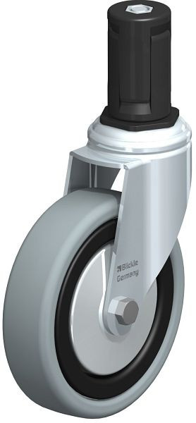 Blickle LKRA-VPA 126G-11-FA-ER15 Apparate-Lenkrolle mit Expander, Vollgummi, Grau, 848368