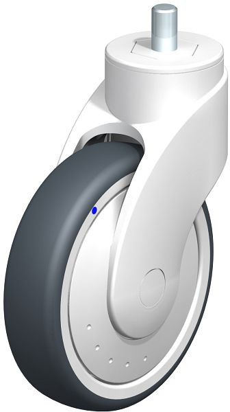 Blickle LWKX-TPA 126XK-FK-GSX12 Kunststoff-Lenkrolle WAVE, rostfrei, mit Gewindestift, Thermoplastisches Gummi-Elastomer, Grau, 741740