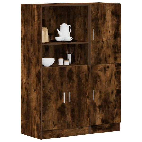 vidaXL 2-tlg. Küchenschrank-Set Räuchereiche Holzwerkstoff, 3324146