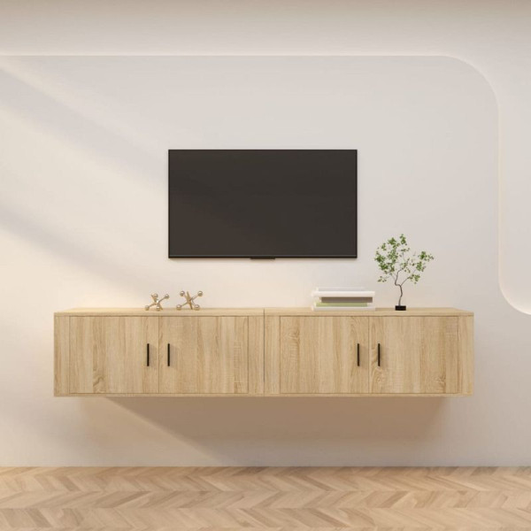 vidaXL TV-Wandschränke, VE: 2 Stück, Sonoma-Eiche 100x34,5x40 cm, 3188369