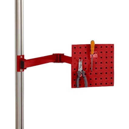Manuflex Werkzeugträgerplatte für CANTOLAB und ALU, BxH 305 x 305 mm, mit Doppelgelenk-Schwenkausleger, Rubinrot, ZB8232.3003