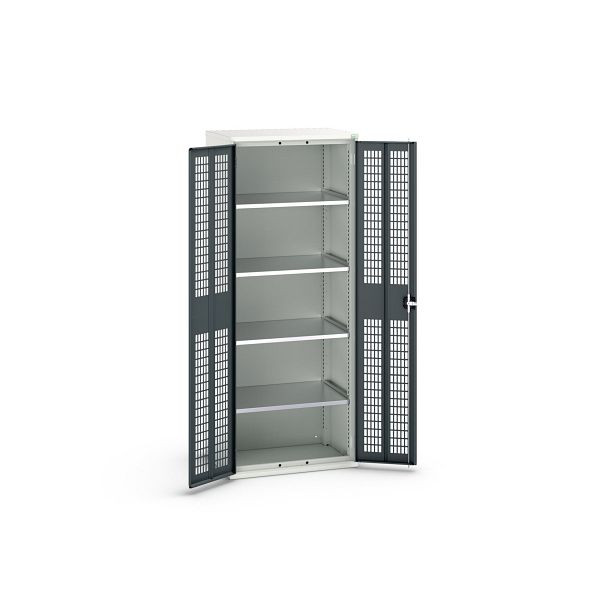 bott verso Flügeltürschrank mit Belüftung, mit 4 Fachböden, BxTxH: 800 x 550 x 2000 mm, Lichtgrau / Anthrazitgrau, 16926743.19