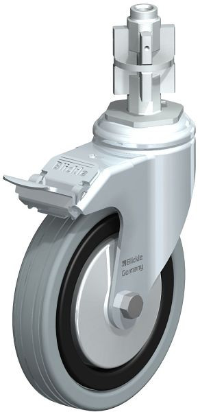 Blickle LKRA-VPA 125K-11-FI-FA-E15 Apparate-Lenkrolle mit Expander & Feststeller, Vollgummi, Grau, 226928