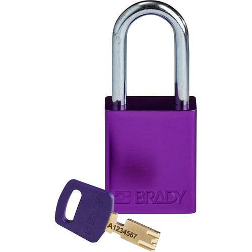 Brady Vorhängeschloss SafeKey, Aluminium, lichte Bügelhöhe 38,10 mm, lila, 312031