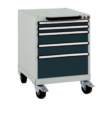 Manuflex Schubfachschrank BASETEC mobil, Nutzhöhe 500 mm mit 5 Schubfächern, in anthrazit RAL 7016, SP1123.7016