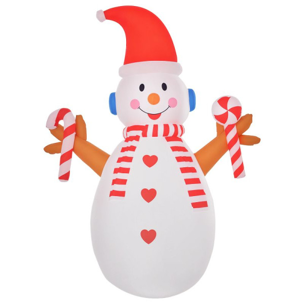 HOMCOM 2,4 m aufblasbarer Schneemann mit rotierender Beleuchtung Weihnachtsdeko für den Innen- und Außenbereich, 844-373V90