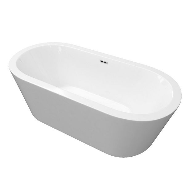 TroniTechnik Freistehende Badewanne PIPERI Maße 168 x 80 x 60 cm, Füllmenge 210 l, Acryl, Siphon/Ablaufgarnitur, Überlaufschutz, weiß, Nostalgielook, 3984