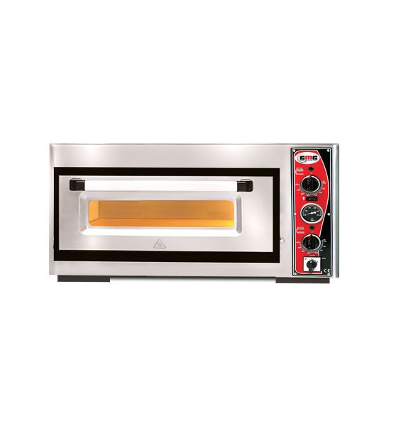 GMG Pizzaofen Classic PF4040 E18 mit Thermometer elektrisch -1x Ø 39cm, 3,5 kW, 230V - Edelstahl 1 Backkammer mit 18cm Höhe, PF 4040 E18-T