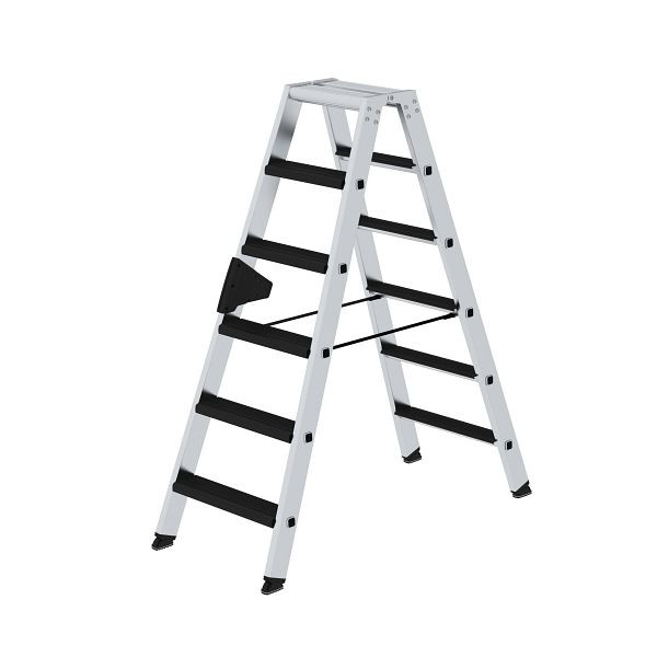 Munk Günzburger Steigtechnik Stufen-Stehleiter beidseitig begehbar mit clip-step relax 2x7 Stufen, 042214