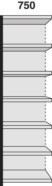 Kerkmann Regalfeld Stora 100, B 750 x T 300 x H 2600 mm, schwarz/lichtgrau, 51247315