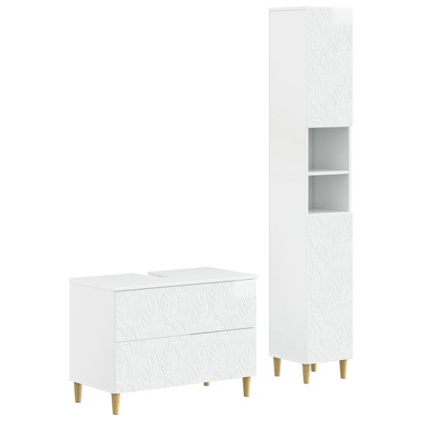 vidaXL 2-teiliges Badezimmer Schrank Set DELFT Hochglanz Weiß, 3417544