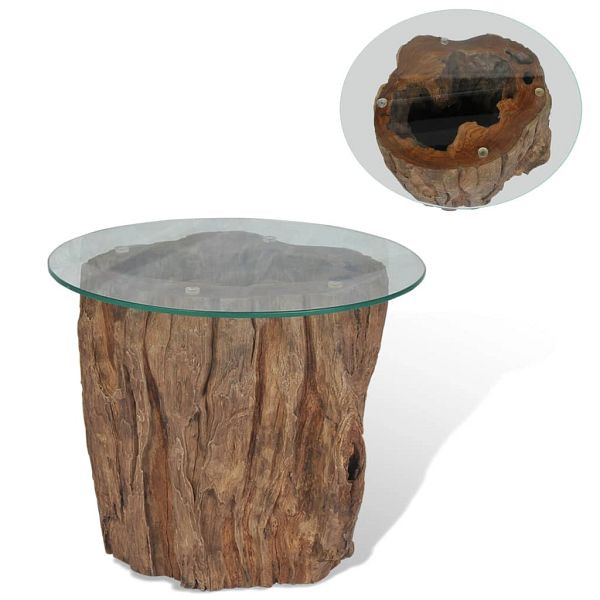 vidaXL Couchtisch Teak Glas 50x40 cm, Top-Qualität, 245069