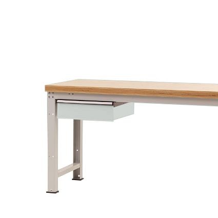 Manuflex Einzelschubfach in Lichtgrau RAL 7035, Ohne Zylinderschloss, für Tischtiefe 700 mm, BxTxH= 425 x 550 x 135mm, Lichtgrau, ZB2032.7035
