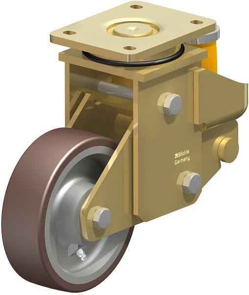 Blickle LSFE-GB 160K Stahlgeschweißte Schwerlast-Lenkrolle mit Polyurethanfeder, Blickle Besthane®, Braun, 743916
