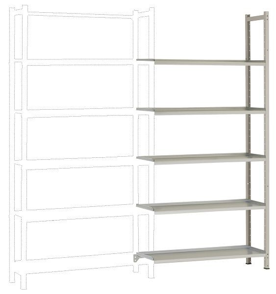 Manuflex Archiv-Anbauregal mit 5 Stahlböden, HxBxT = 1900 x 930 x 300 mm, RA2232.7035
