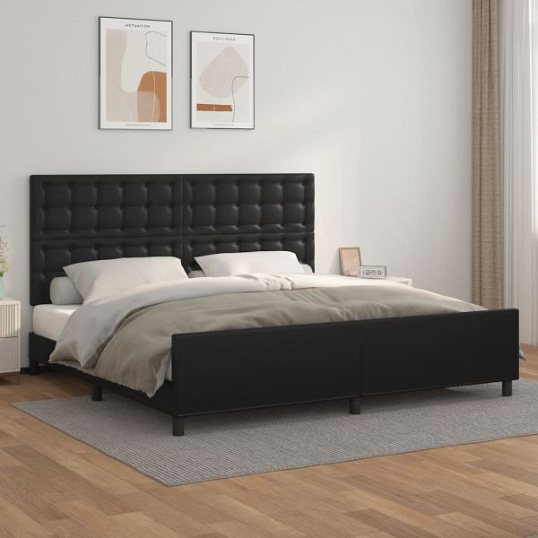 vidaXL Bettgestell mit Kopfteil Schwarz 200x200 cm Kunstleder, 3125591