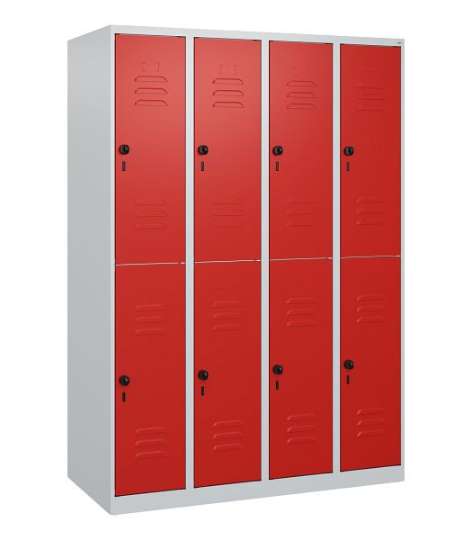 C+P Doppelstöckiger Spind Classic PLUS, 4 Abteile, 1700x1200x500mm, 7035/3020, Drehriegel, 0803007-40 S10002