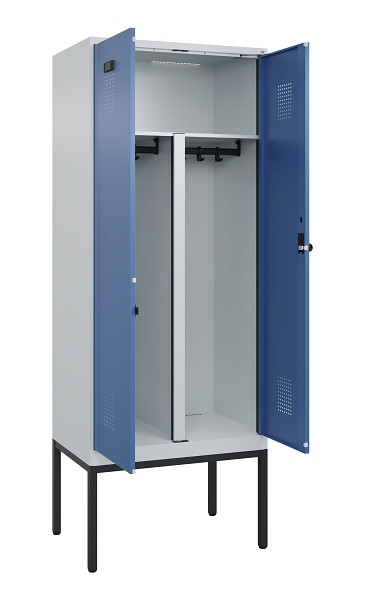 C+P PSA Doppel-Spind Evolo PLUS, Gestell, 2 Abteile, 2120x800x500mm, 7035/5023, Drehriegel, 0490327-22P S10008