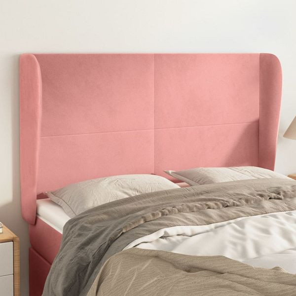 vidaXL Kopfteil mit Ohren Rosa 147x23x118/128 cm Samt, 3117729