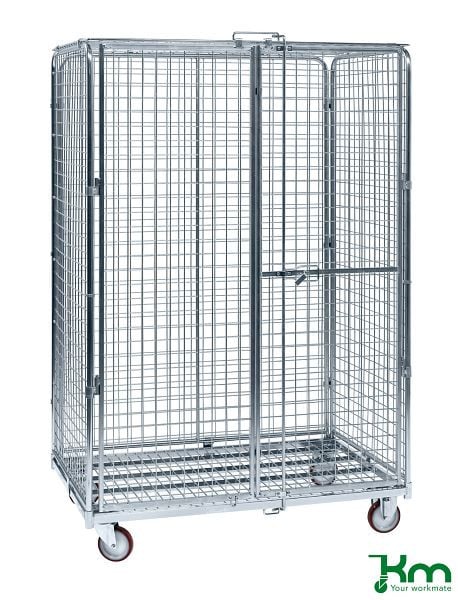 Kongamek Sicherheitscontainer, 2 Lenk- und 2 Bockrollen mit Bremsen, KM120510B