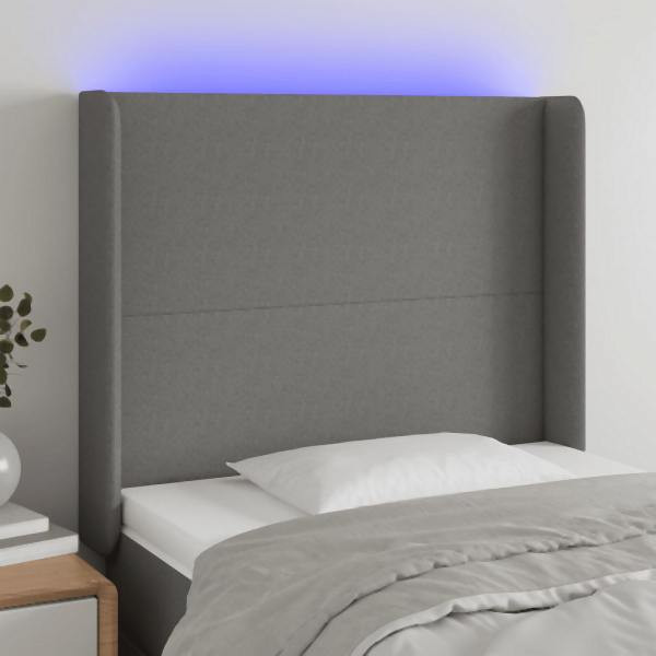 vidaXL LED Kopfteil Dunkelgrau 83x16x118/128 cm Stoff, 3123743