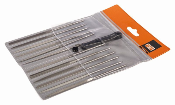 Bahco Nadelfeilenset, 12-teilig, 140 mm, Kunststofftasche, Hieb 2, 2-472-14-2-0
