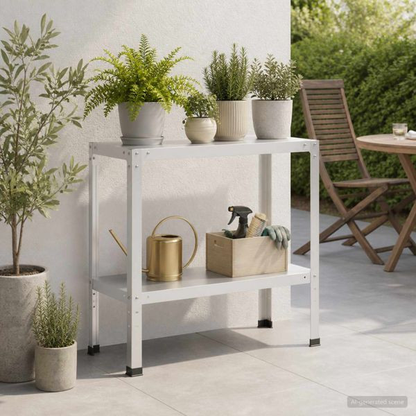 vidaXL Pflanztisch 80 x 40 x 80 cm Pulverbeschichteter Stahl Weiß, 8014863