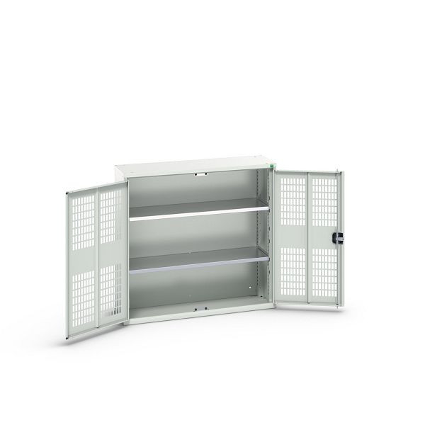 bott verso Flügeltürschrank mit Belüftung, mit 2 Fachböden, BxTxH: 1050 x 350 x 1000 mm, Lichtgrau / Lichtgrau, 16926752.16