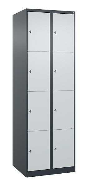C+P Schließfachschrank Classic PLUS, 2 Abteile mit je 4 Fächern, 1850x600x500mm, 7016/7035, 080000-204 S10011
