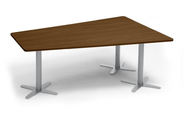 Deskin Konferenztisch DUBLIN, Dekor: Nussdekor dunkel, Gestellfarbe: Alusilber RAL 9006, BxHxT: 2000 x 735 x 1410 mm, 330277