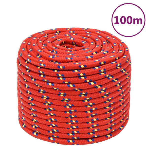 vidaXL Bootsseil Rot 12 mm 100 m Polypropylen, 152407, 8720287126867