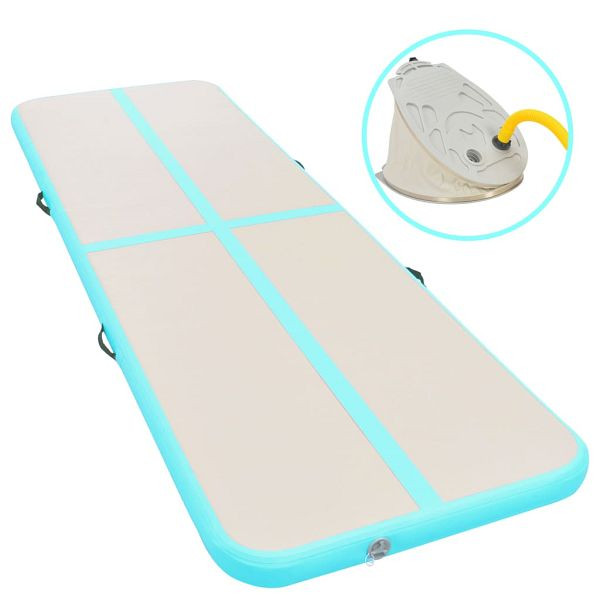 vidaXL Aufblasbare Gymnastikmatte mit Pumpe 400x100x10 cm PVC Grün, 91917