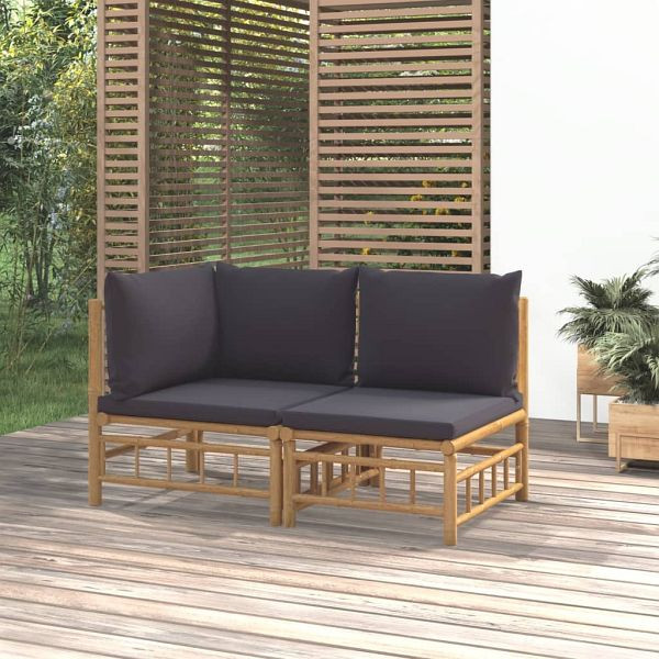 vidaXL 2-teilig Garten-Lounge-Set mit Dunkelgrauen Kissen Bambus 362306  gnstig versandkostenfrei online kaufen: groe Auswahl gnstige Preise |  PROFISHOP.de
