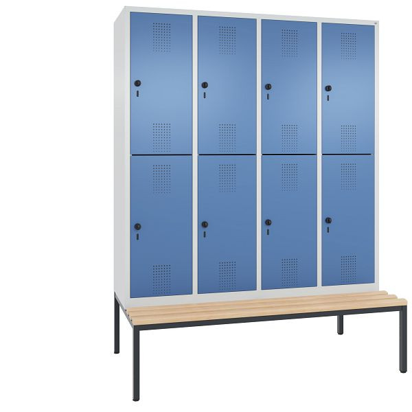 C+P Spind doppelstöckig Evolo, 4 Abteile, H2090xB1590xT810 mm, Grau/Fernblau, 48350-42 S10486