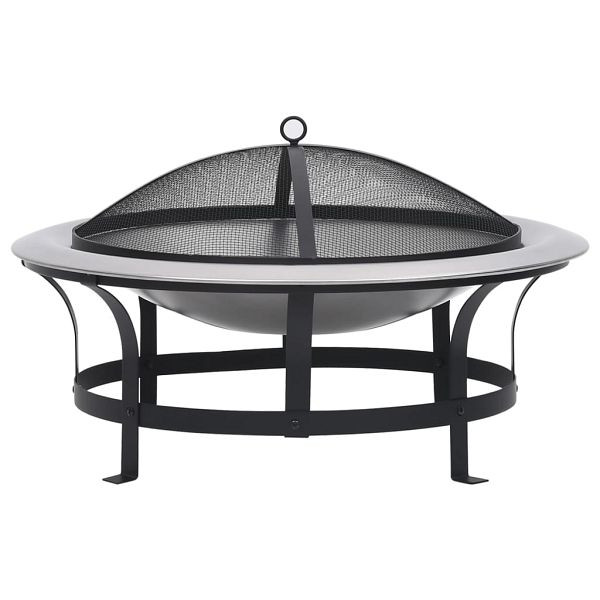 vidaXL Garten-Feuerschale mit Grill Edelstahl 76 cm, 46530