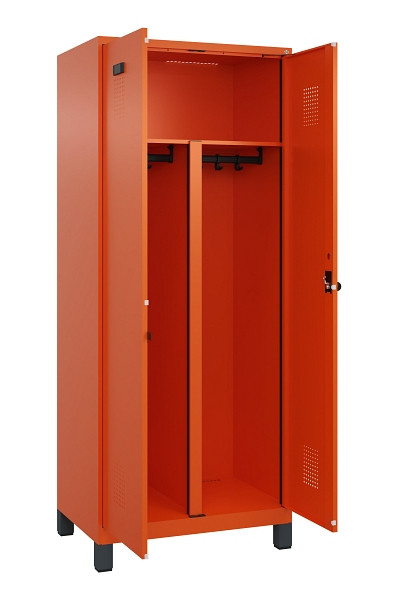 C+P PSA Schwarz-Weiß-Spind Evolo PLUS, mit Füßen, 2 Abteile, 1950x800x500mm, 20, Drehriegel, 049012-22P S10023