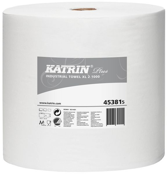 Katrin Putzpapier - Plus XL 1000 Spiralhülse, hochweiß, 26,5 x 36,0 cm, 2-lagig, VE: 2 Stück, 453815