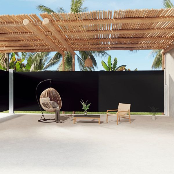 vidaXL Seitenmarkise Ausziehbar Schwarz 220x1200 cm, 318084