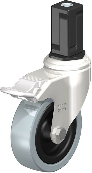 Blickle LKRXA-VPA 101G-11-FI-EXV15 Edelstahl-Apparate-Lenkrolle mit Expander & Feststeller, Vollgummi, Grau, 853263