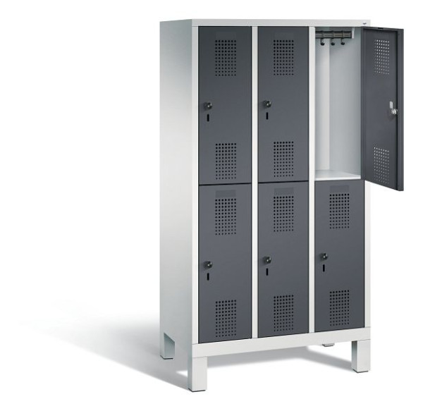 C+P Spind doppelstöckig Evolo, H1650xB900xT500mm, Farbe: Lichtgrau / Schwarzgrau, 483106-30 S10054