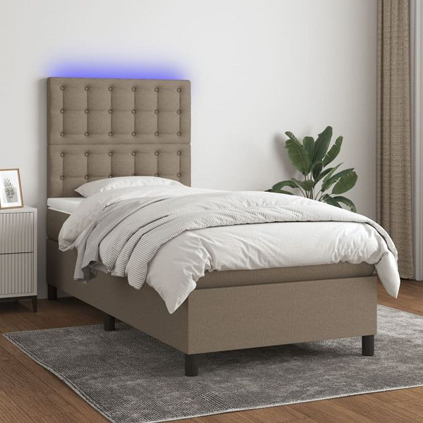 vidaXL Boxspringbett mit Matratze & LED Taupe 80x200 cm Stoff, 3135153
