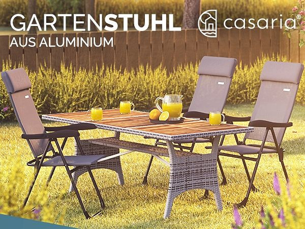 casaria Gartenstuhl klappbar 4er-Set Grau Alu Hochlehner verstellbar, 109579