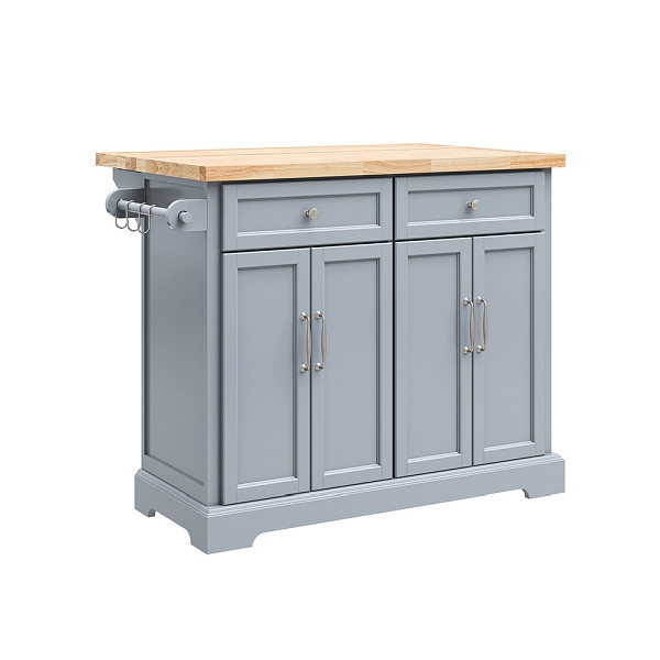 SoBuy Kücheninsel mit zwei Schubladen Hellgrau 107x71x92 cm, Funktional, FKW71-II-HG