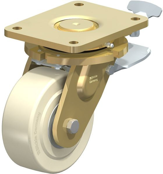 Blickle LS-GSPO 150K-35-ST-RI4 Stahlgeschweißte Super-Schwerlast-Lenkrolle, extra schwere Drehkranz-Ausführung, Feststeller, Gusspolyamid, Weiß, 706507