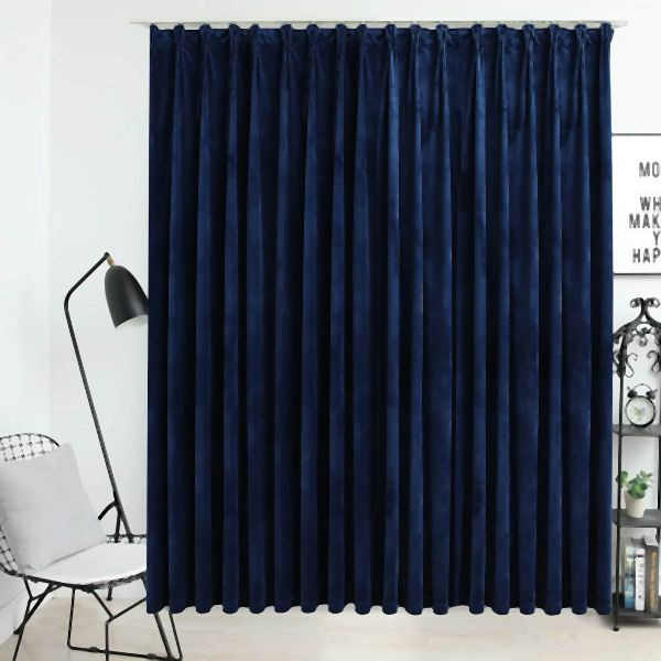 vidaXL Verdunkelungsvorhang mit Haken Samt Dunkelblau 290 x 245 cm, 134535