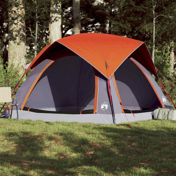 vidaXL Campingzelt 4 Personen Grau und Orange Wasserdicht, 4009454