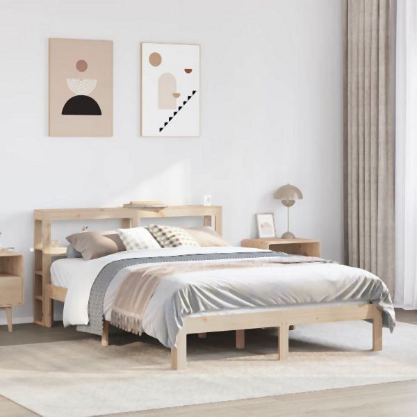 vidaXL Bettgestell mit Kopfteil ohne Matratze 140x190 cm, 3306039