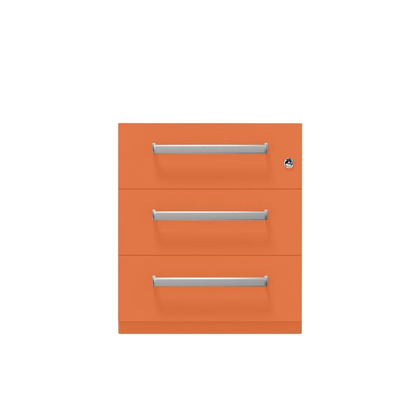 Bisley Rollcontainer Note™, 3 Schubladen, Tiefe 775 mm, Designgriff, 603 orange, NWH79M7BBB603
