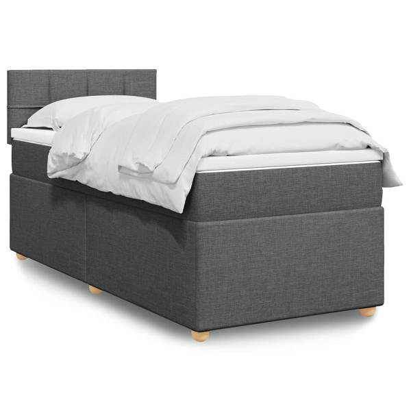 vidaXL Boxspringbett mit Matratze Dunkelgrau 100x200 cm Stoff, 3286592